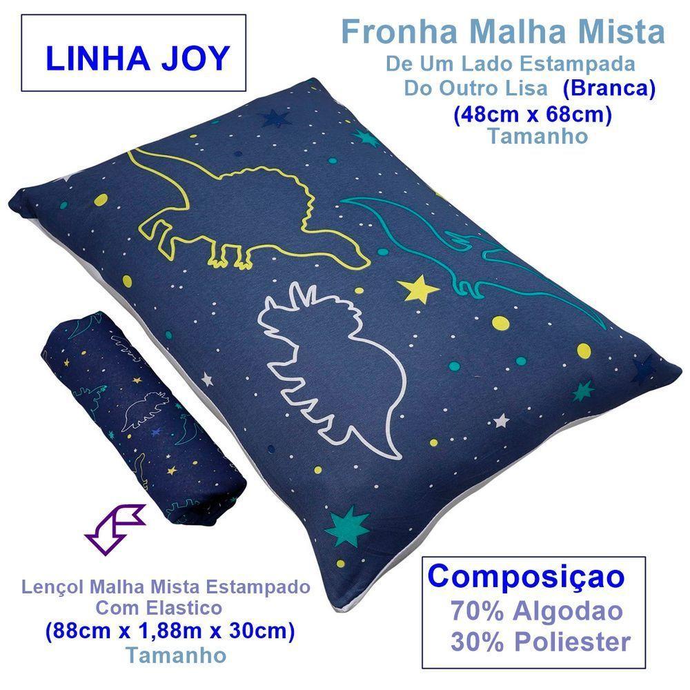 Jogo De Cama Portallar Solteiro Malha Mista Joy Dinossauros 2 Peças Azul - 6