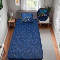 Jogo De Cama Portallar Solteiro Malha Mista Joy Dinossauros 2 Peças Azul - 2