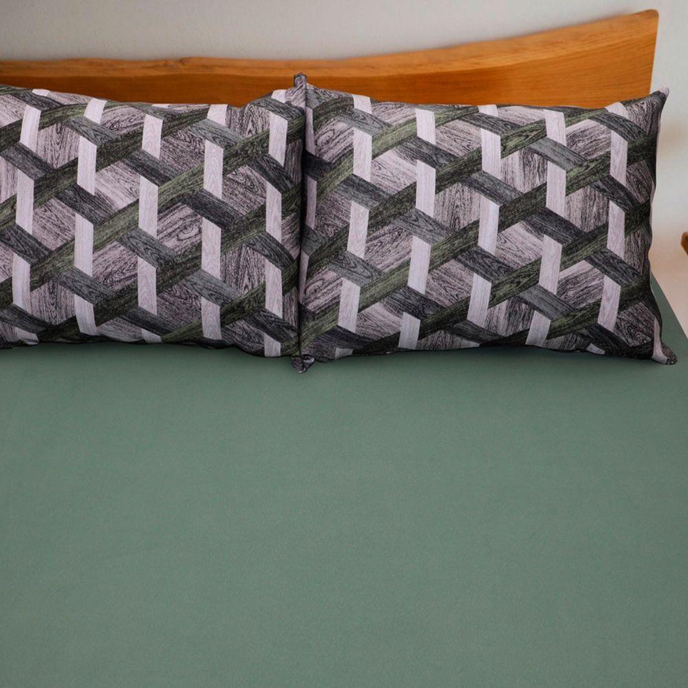 Jogo De Cama King Portallar Malha 100% Algodão Paris 3 Peças Verde - 3