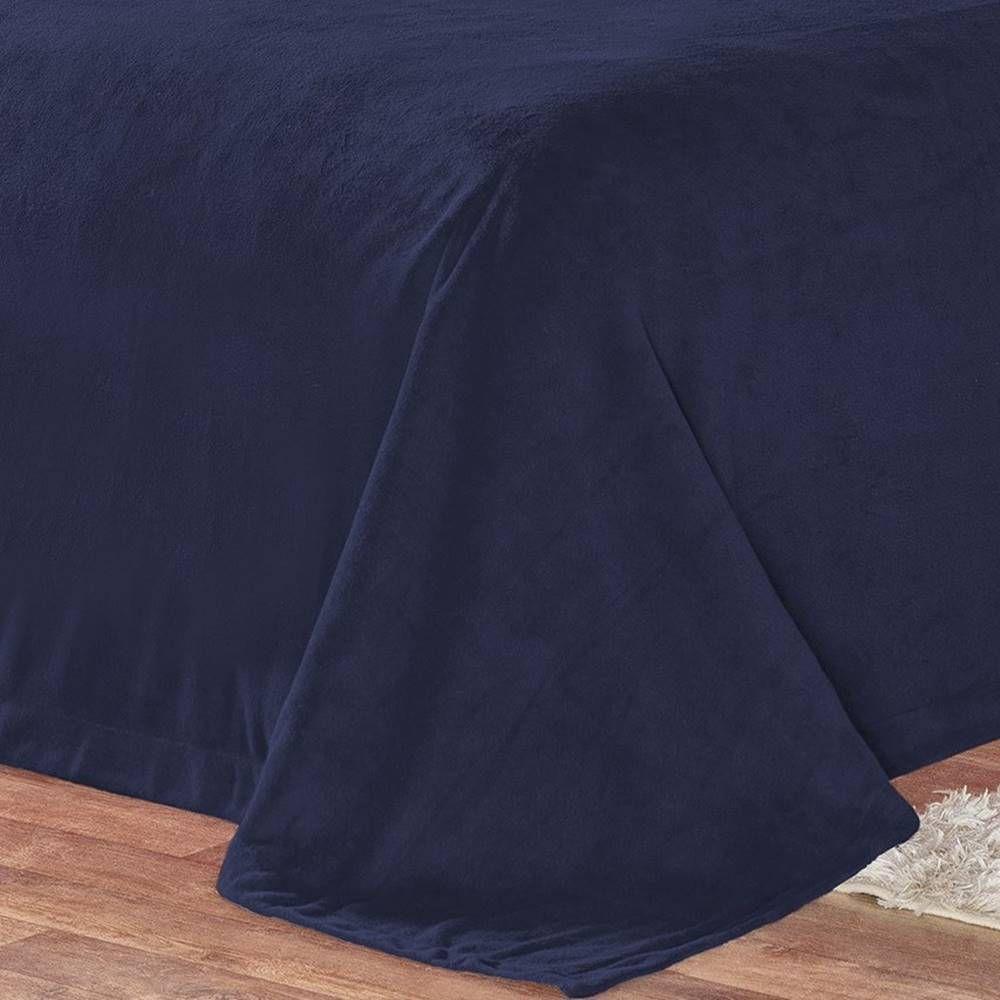 Cobertor Pele De Carneiro Sherpa Alaska King 01 Peça - Marinho - 2