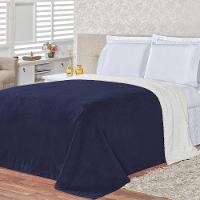 Cobertor Pele De Carneiro Sherpa Alaska King 01 Peça - Marinho - 4