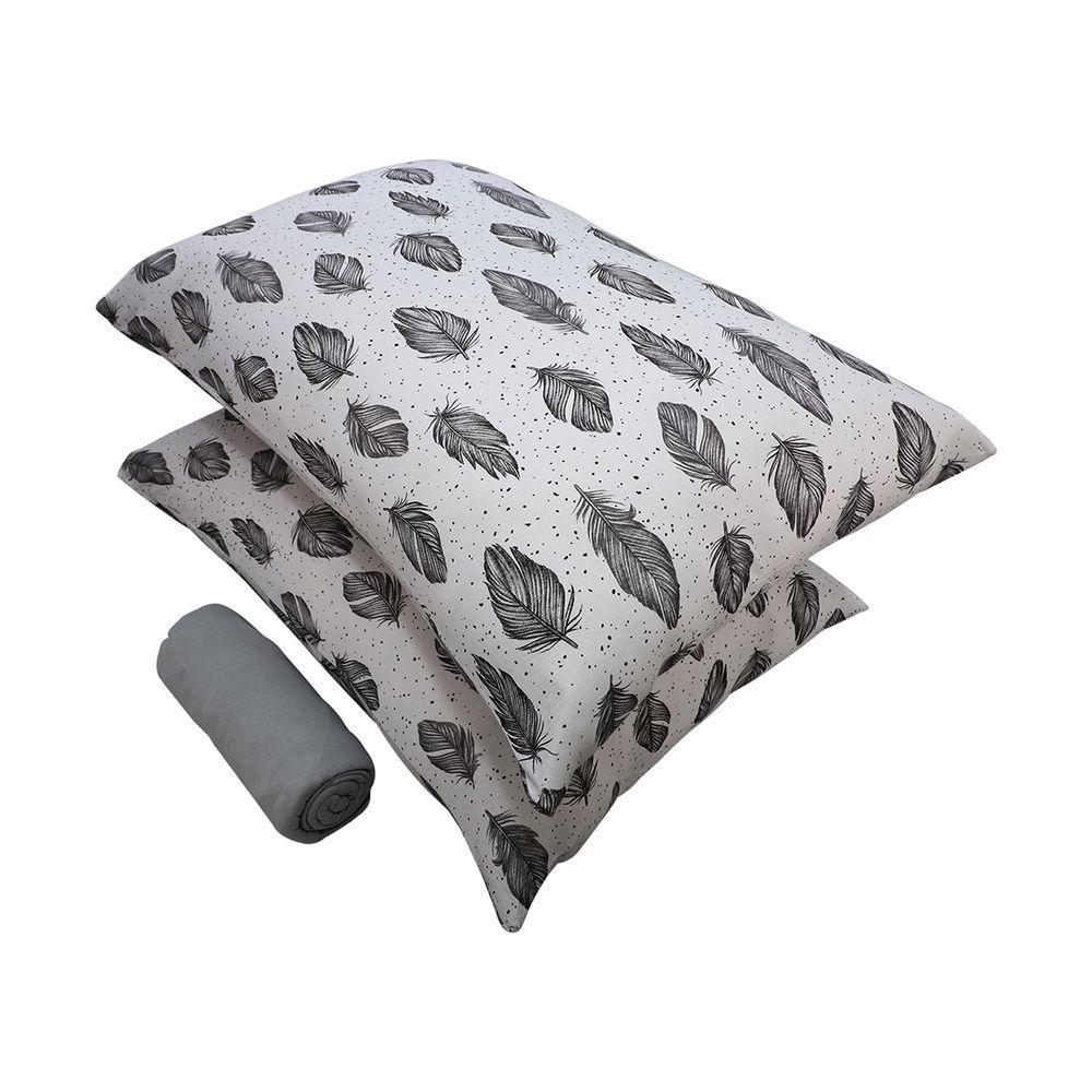 Jogo De Cama Queen Portallar Malha 100% Algodão Praga 3 Peças Cinza - 2