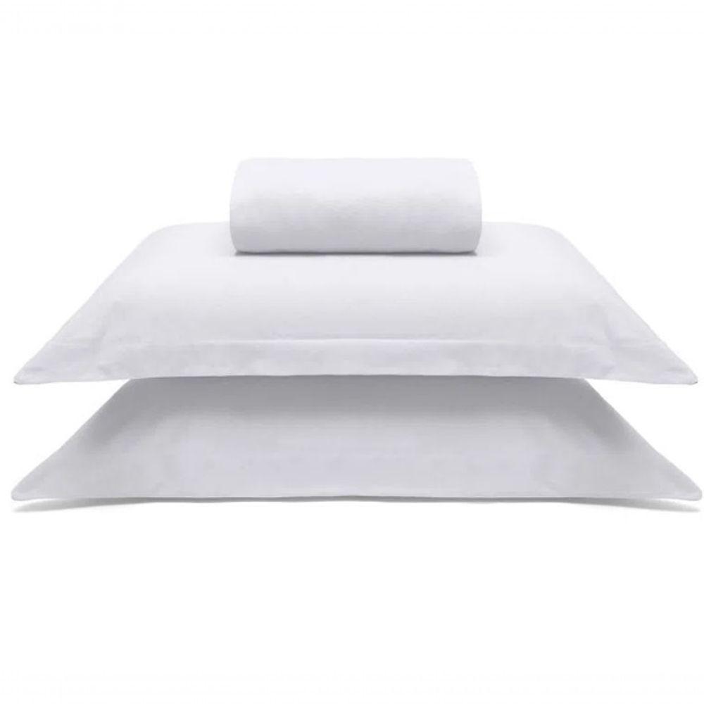 Jogo De Cama Buettner Queen Malha 100% Algodao Liso 3 Peças Image Branco - 1