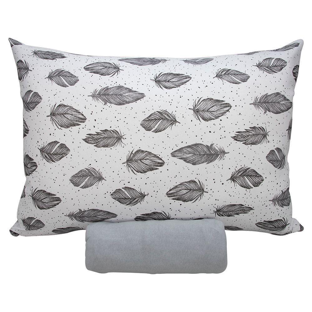 Jogo De Cama Solteiro Portallar Malha 100% Algodão Praga 2 Peças Cinza - 1