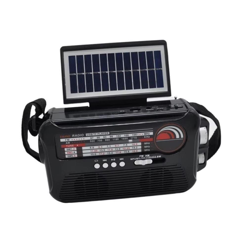 Rádio Caixa De Som Bluetooth Com Placa Solar – Lanterna Portátil, Emergência, Am/fm, Usb/sd, Retro - 1