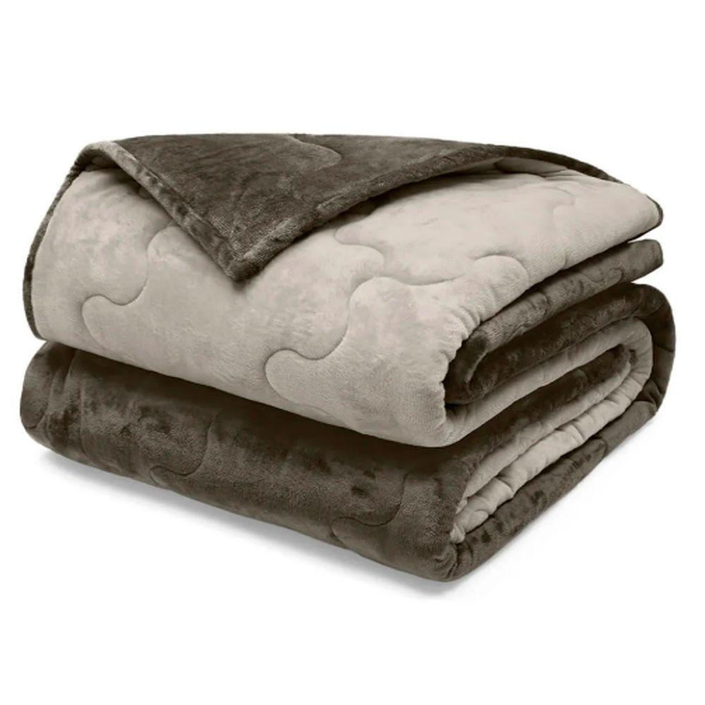 Edredom Buettner Solteiro Plush Flannel 100% Poliéster Dupla Face 160mx240m Chocolate Escuro E Chocolate Claro - 1
