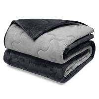 Edredom Buettner King Plush Flannel 100% Poliéster Dupla Face 260mx280m Preto E Metal Escuro - 1