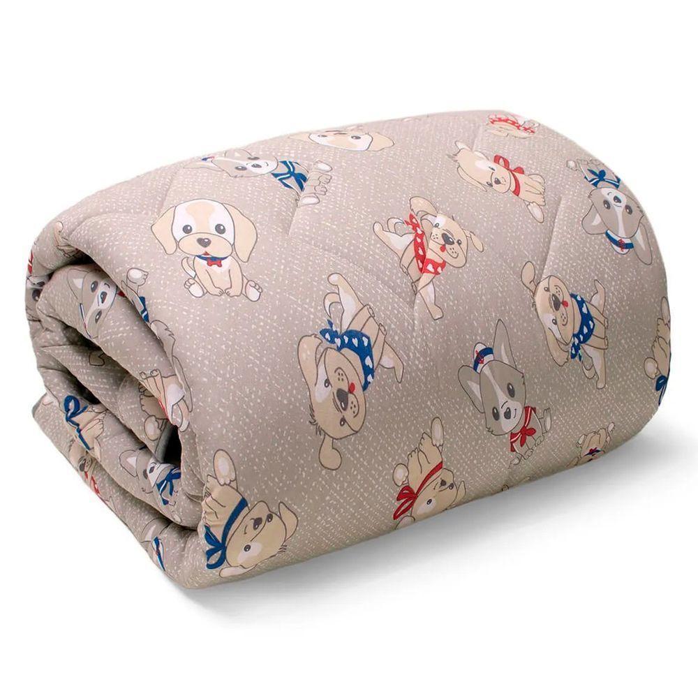 Edredom Buettner Solteiro Malha 100% Algodão Basic Estampado Dogs 150mx220m Cinza - 1