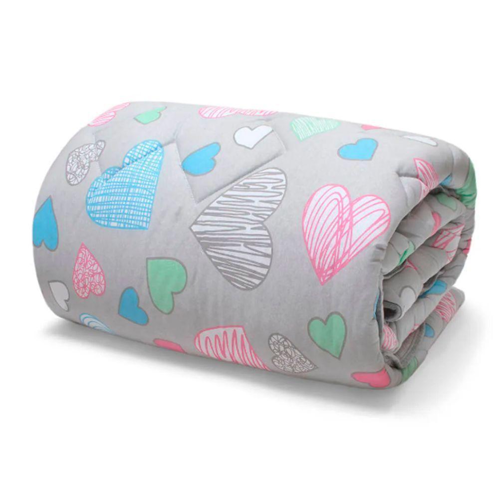 Edredom Buettner Solteiro Malha 100% Algodão Basic Estampado Amores 150mx220m Cinza - 1