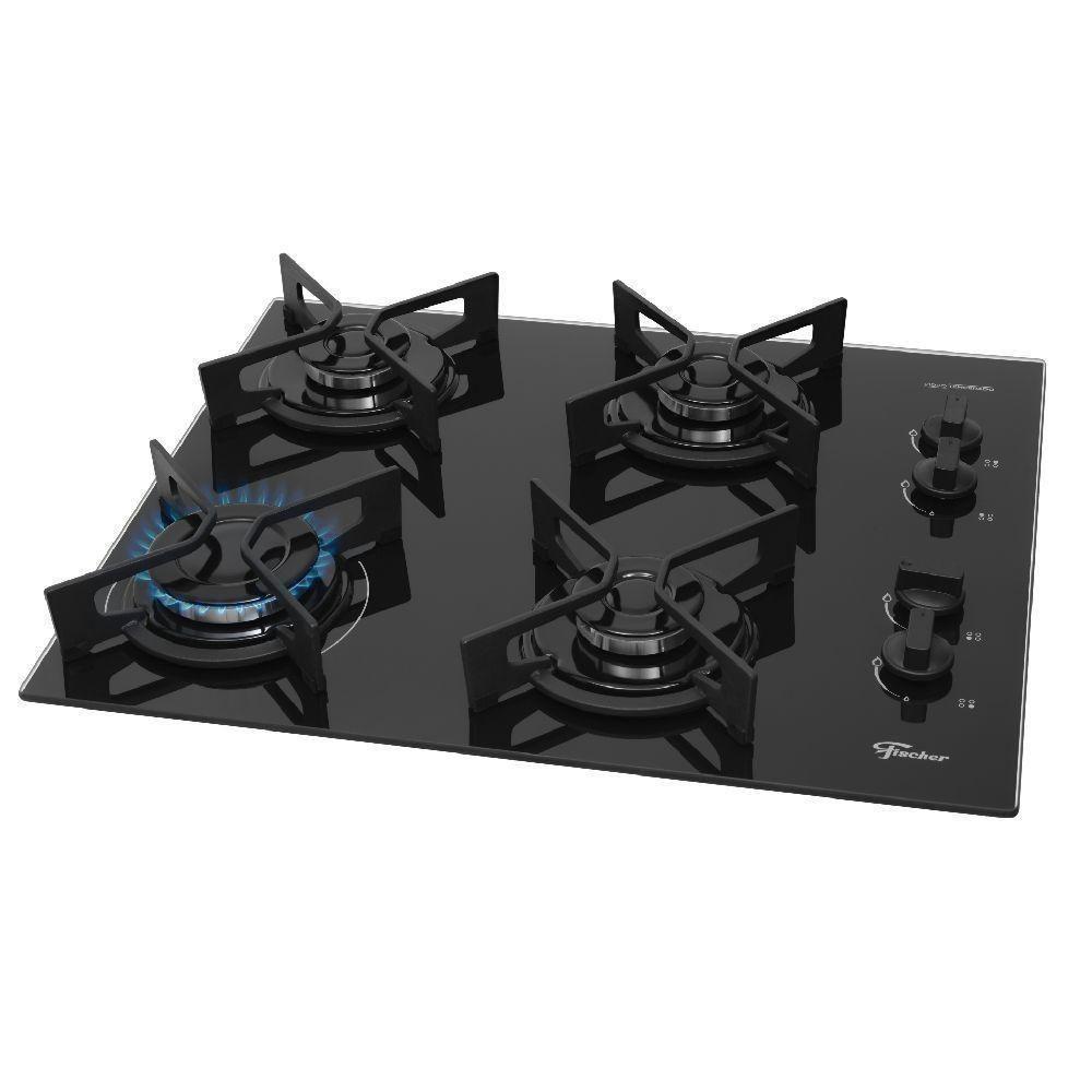 Cooktop A Gás Fischer 4 Bocas Fit Line Trempe Iron Preto Bivolt - 3