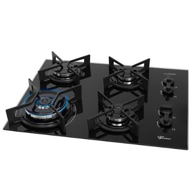 Cooktop a Gás Fischer Fit Line Trempe Iron 4 Bocas Vidro Temperado Tripla Chama Bivolt