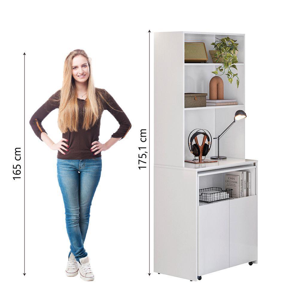 Armário Multifuncional Com Escrivaninha Retrátil Para Escritório Duo Branco Kit's Paraná - 6