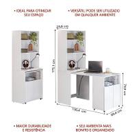 Armário Multifuncional Com Escrivaninha Retrátil Para Escritório Duo Branco Kit's Paraná - 3