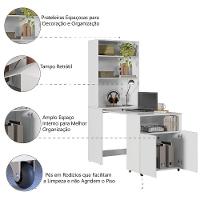 Armário Multifuncional Com Escrivaninha Retrátil Para Escritório Duo Branco Kit's Paraná - 5