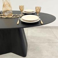 Mesa De Jantar Cone Lazo Oval 140x90 Cm Tampo Ébano Base Ébano Preto