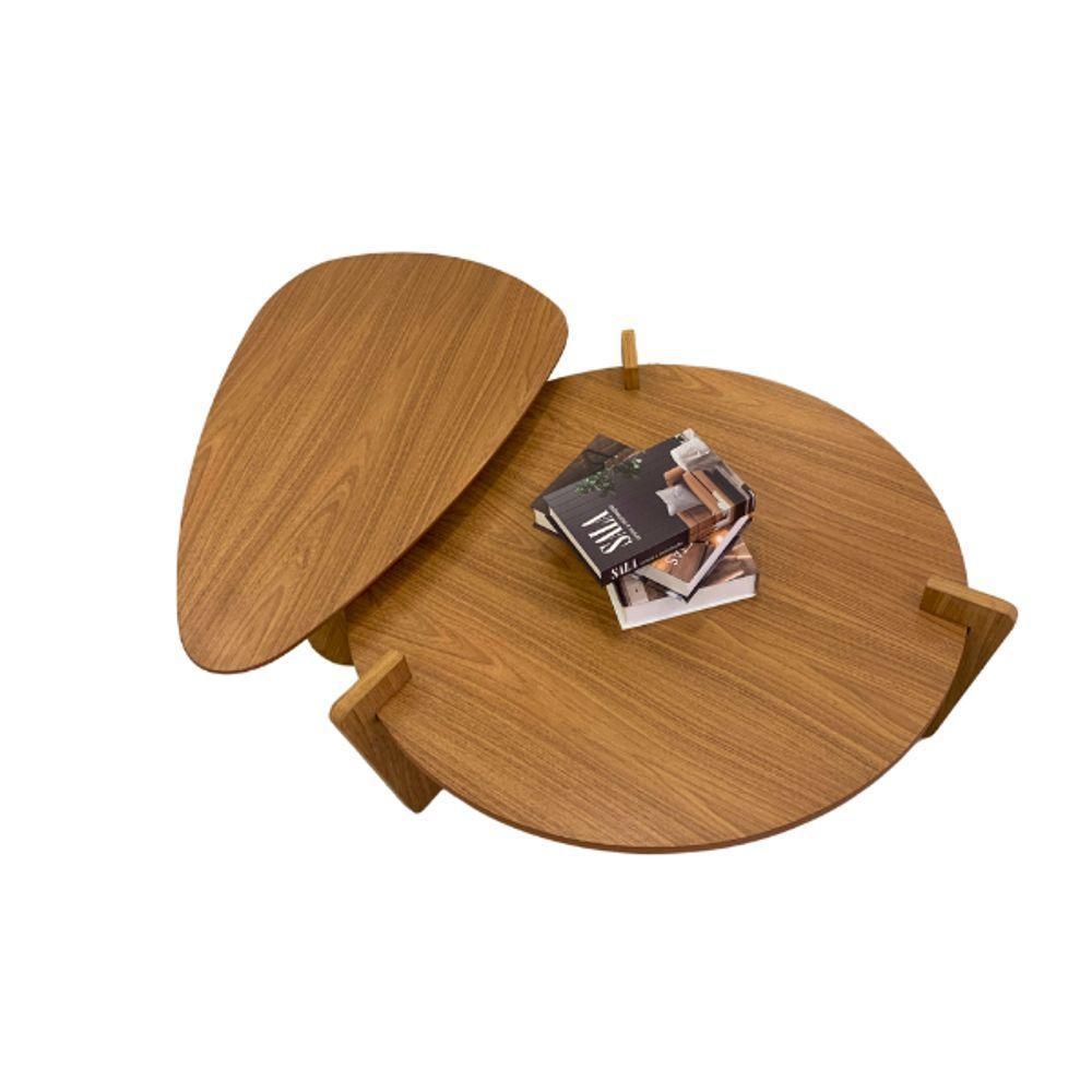 Conjunto Fluid De Centro Orgânica 120 x 80cm & Redonda 100cm Madeira Freijó - 2