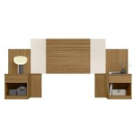 Cabeceira Araguaia Com Mesa De Cabeceira E 2 Gavetas Freijo/off White/cinza - 1