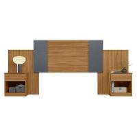 Cabeceira Araguaia Com Mesa De Cabeceira E 2 Gavetas Freijo/off White/cinza - 5