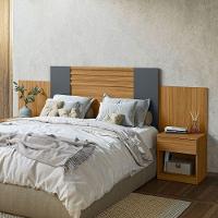 Cabeceira Araguaia Com Mesa De Cabeceira E 2 Gavetas Freijo/off White/cinza - 6