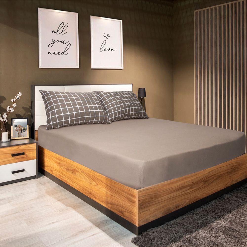 Jogo De Cama Portallar King Malha 100% Algodão Premiun Classic Laura 3 Peças Capuccino - 1