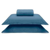 Jogo De Cama Buettner King Malha 100% Algodao Liso 3 Peças Image Azul - 2