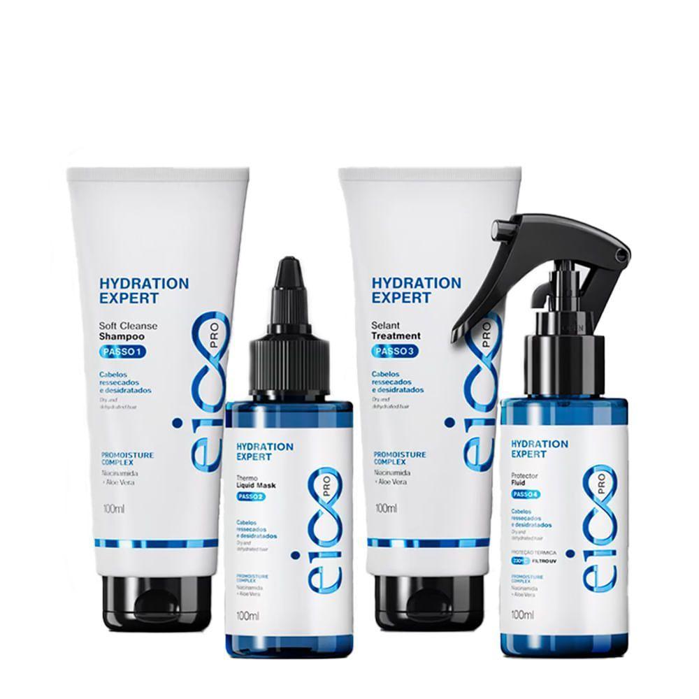 Kit Eico Pro Hydration System - Shampoo 100ml + Cond. 100ml + Mas. Líquida 100ml + Protetor Térmico 100ml - 1