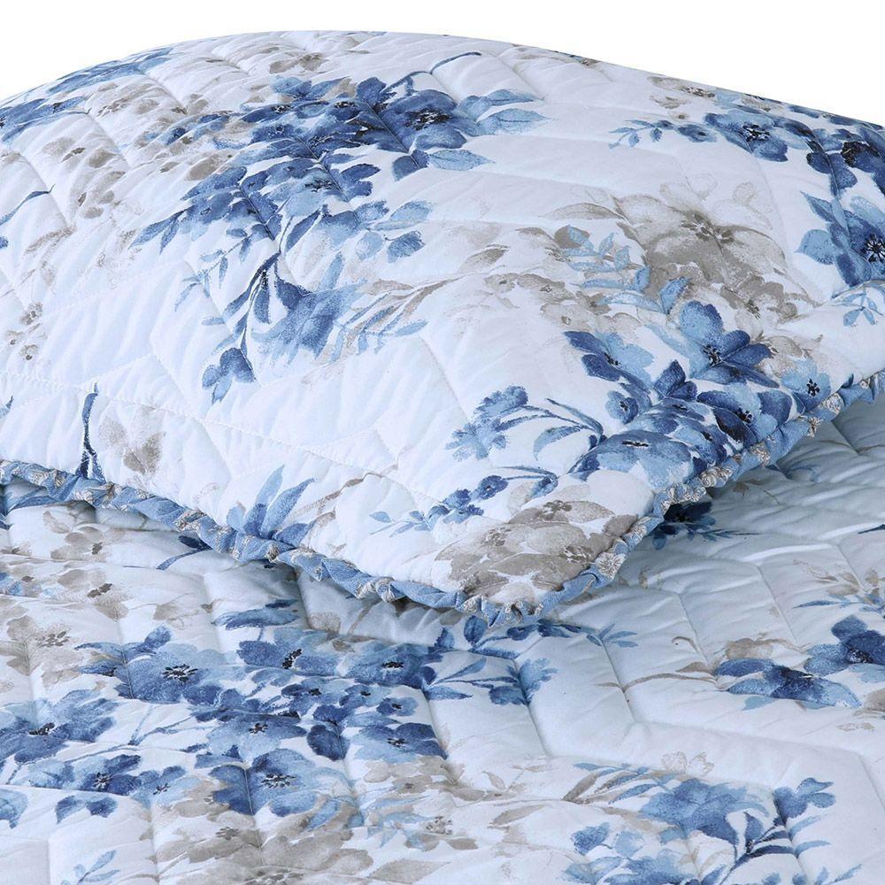 Kit Cobre Leito Colcha Topázio King Dupla Face 3 Peças - Azul - 100% Poliéster - 3