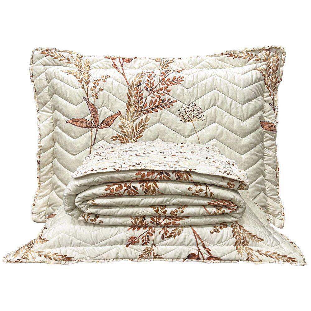 Kit Cobre Leito Colcha Topázio King Dupla Face 3 Peças - Bege - 100% Poliéster - 1