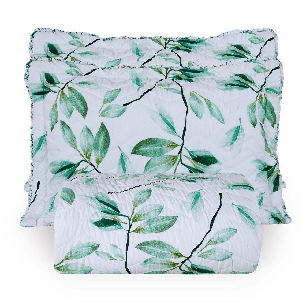 Kit Cobre Leito Colcha Topázio King Dupla Face 3 Peças - Esmeralda - 100% Poliéster - 1