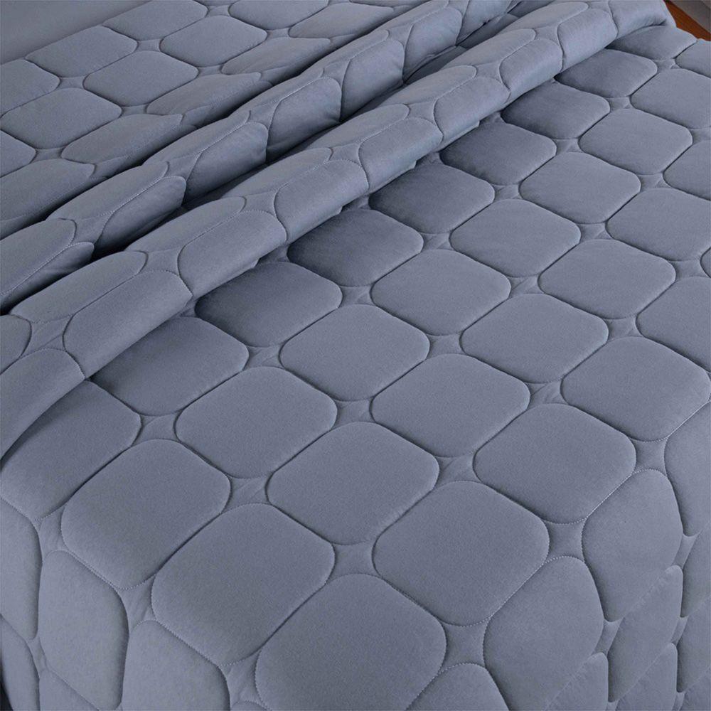 Coordenado Cobre Leito E Lençol King Sereno Em Malha 7 Peças - Cinza - 100% Algodão - 4