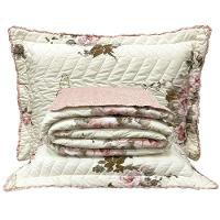 Kit Cobre Leito Colcha Topázio Queen Dupla Face 3 Peças - Palha - 100% Poliéster - 1