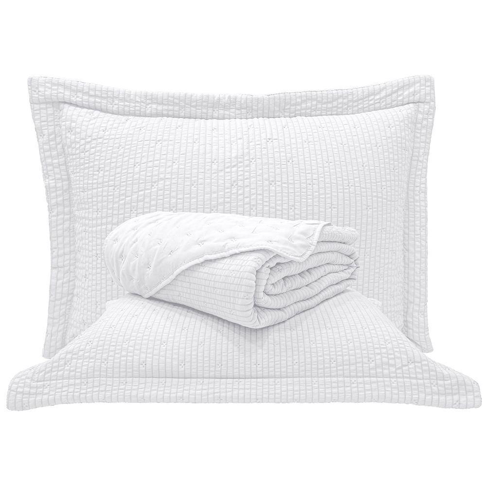 Kit Cobre Leito Colcha Pequim King Dupla Face 3 Peças - Branco - 100% Poliéster - 1