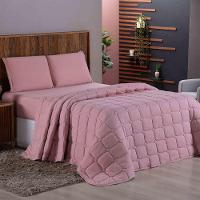 Cobre Leito Colcha Sereno Casal Em Malha - Rosê - 100% Algodão - 1