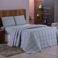 Coordenado Cobre Leito E Lençol Queen Sereno Em Malha 7 Peças - Cinza - 100% Algodão - 3