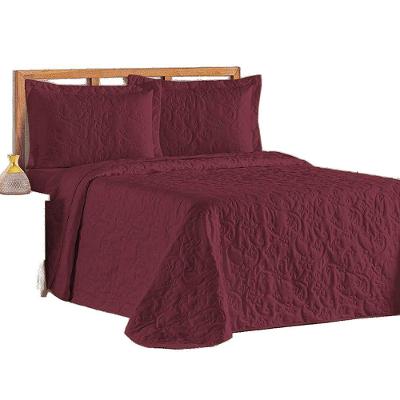 Cobre Leito Colcha Queen Mobili 03 Peças - Vinho - 100% Poliéster