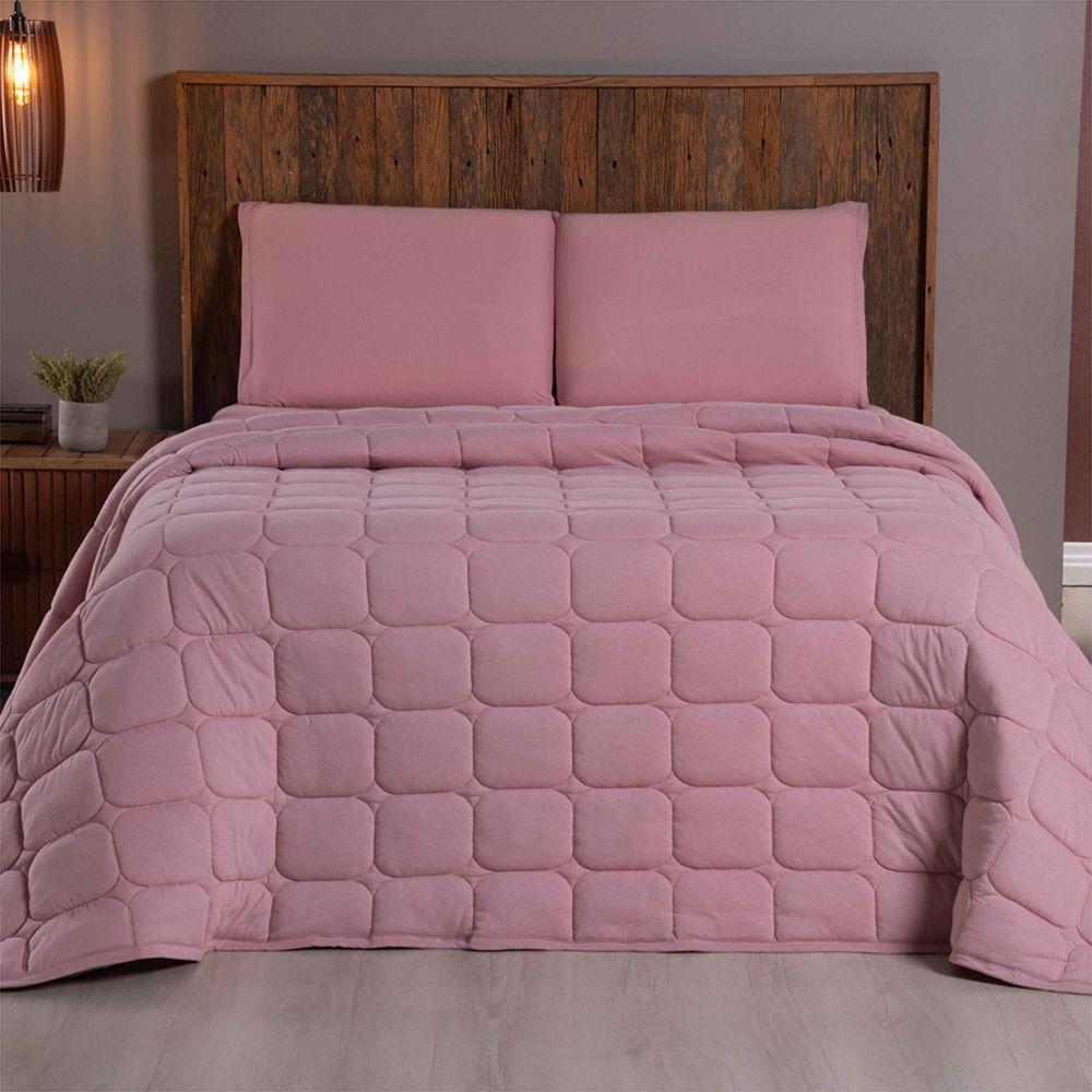 Cobre Leito Colcha Sereno King Em Malha - Rosê - 100% Algodão - 2