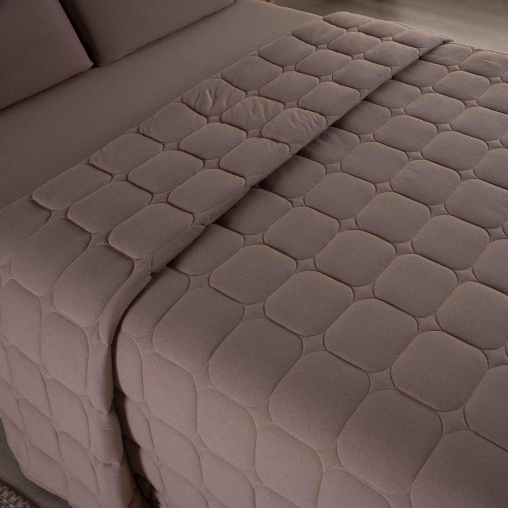 Cobre Leito Colcha Sereno Casal Em Malha - Cáqui - 100% Algodão - 2