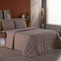 Cobre Leito Colcha Sereno Queen Em Malha - Cáqui - 100% Algodão - 1