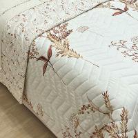 Kit Cobre Leito Colcha E Lençol Topázio King Dupla Face 7 Peças - Bege - 100% Poliéster - 3