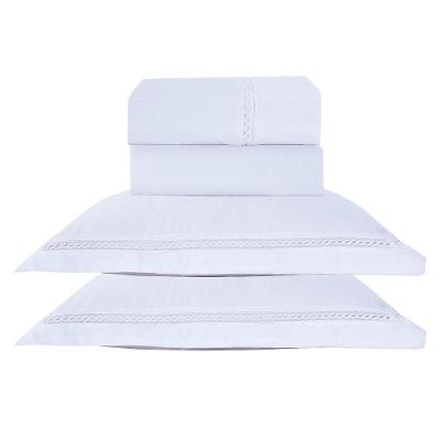 Jogo De Cama Lençol King Luxuria Percal 300 Fios 4 Peças - Branco - 100% Poliéster