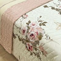 Kit Cobre Leito Colcha E Lençol Topázio Queen Dupla Face 7 Peças - Palha - 100% Poliéster - 2