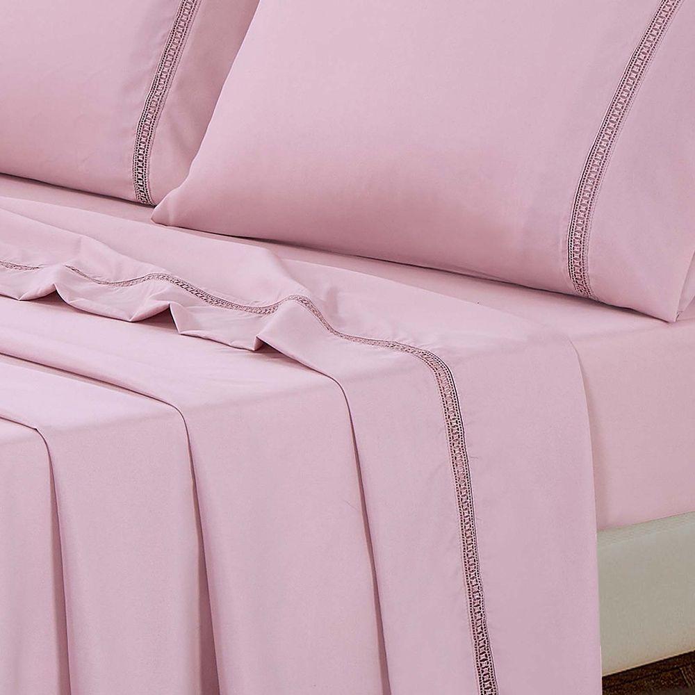 Jogo De Cama Lençol Queen Luxuria Percal 300 Fios 4 Peças - Rosê - 100% Poliéster - 3