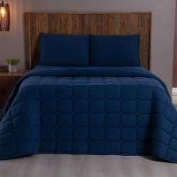 Cobre Leito Colcha Sereno Solteiro Em Malha - Marinho - 100% Algodão - 2