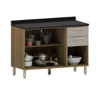 Balcão De Pia 120cm 03 Portas E 2 Gavetas Com Tampo Isis Luc Avelã-mocca Laca - 2