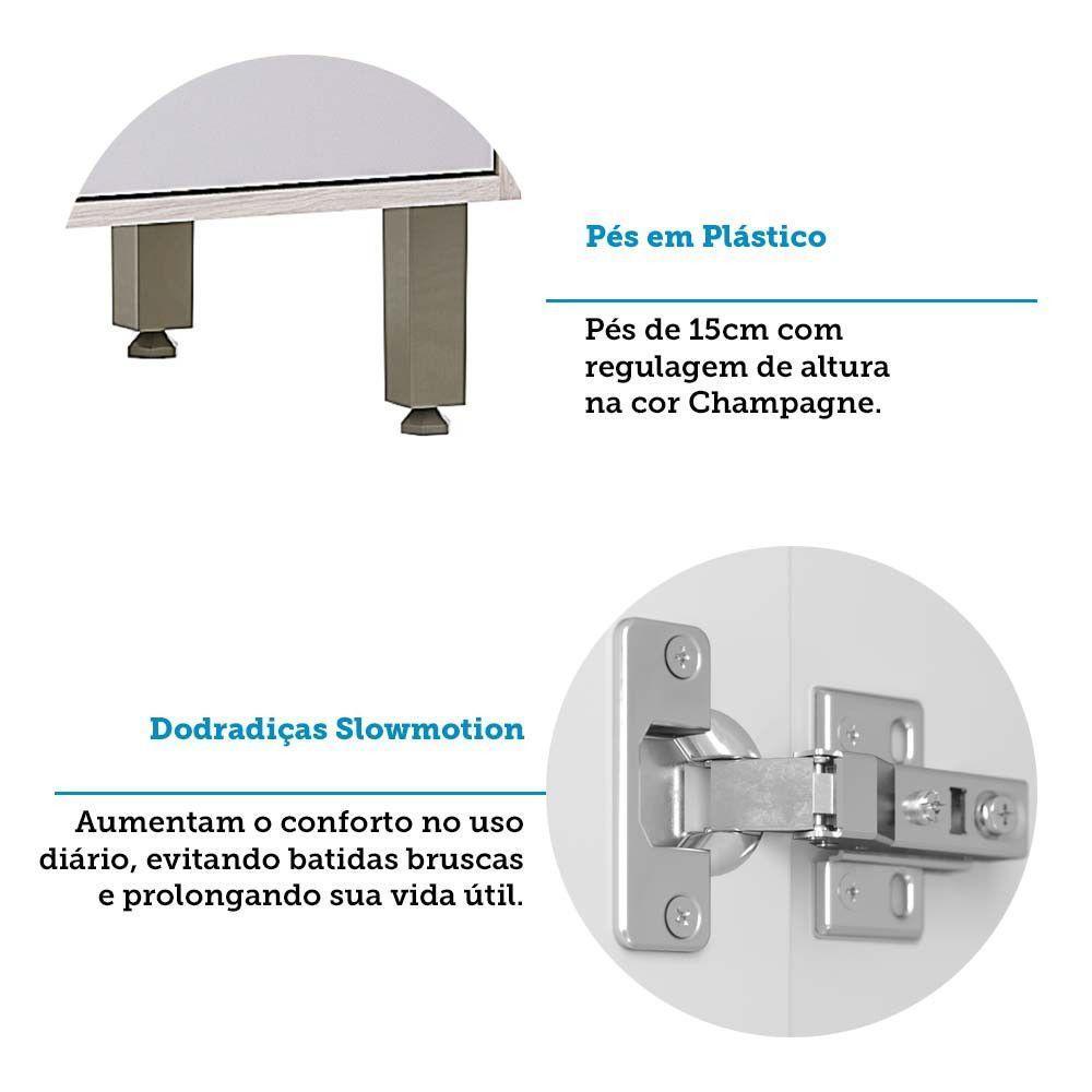 Balcão De Canto Reto De Cozinha Com Tampo 95cm 1 Porta Art L Pátina-cinza Cristal - 4