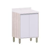 Balcão De Cozinha Com Tampo 60cm 2 Portas Art Luciane Móveis Pátina-cinza Cristal - 1