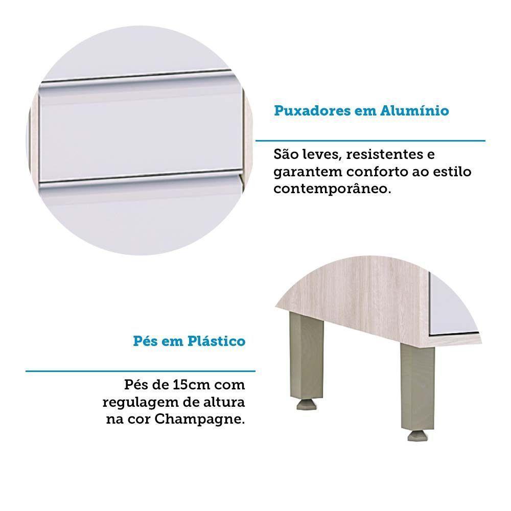 Balcão De Pia Sem Tampo Para Cozinha 120cm 2 Portas E 3 Gave Pátina-cinza Cristal - 3
