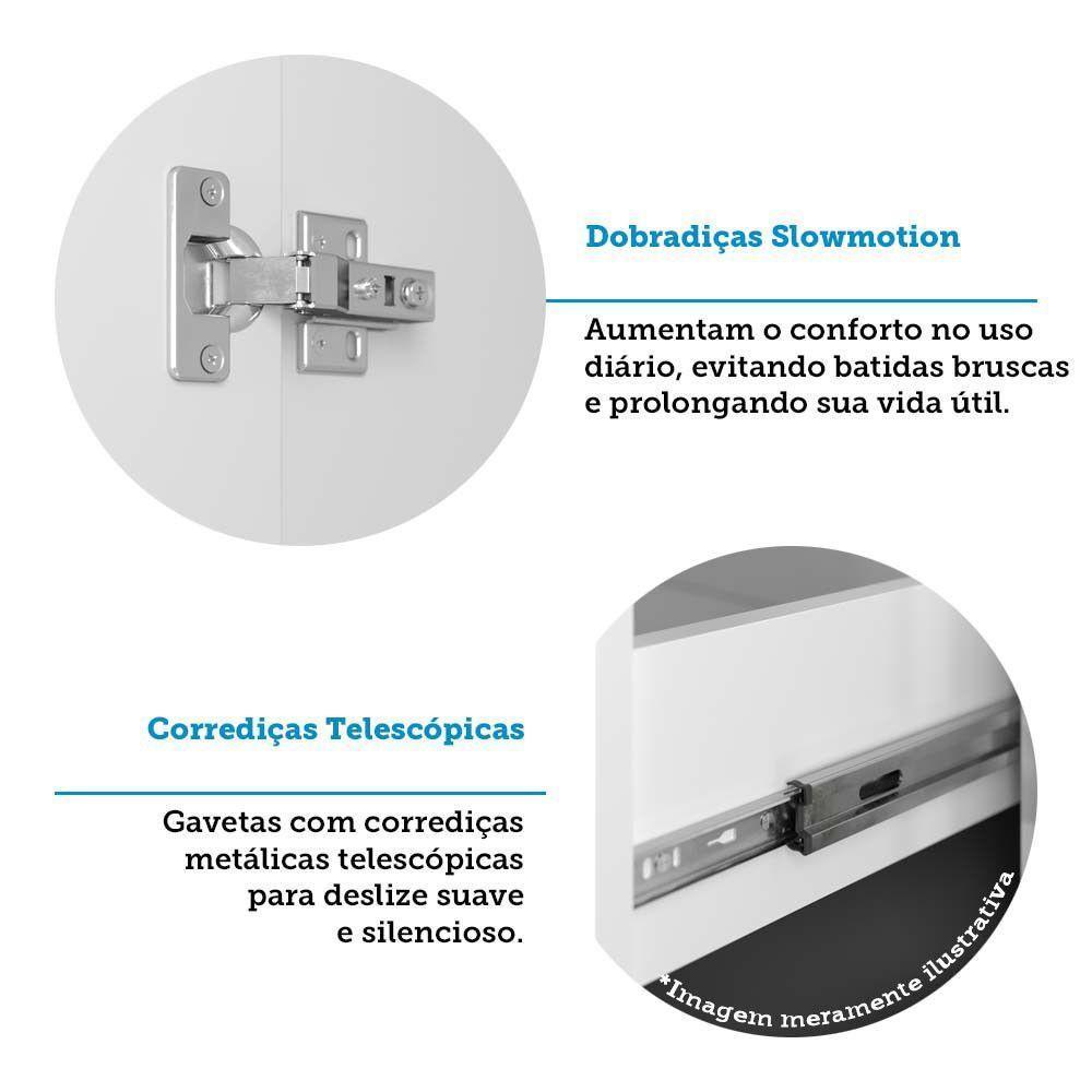 Balcão De Pia Sem Tampo Para Cozinha 120cm 2 Portas E 3 Gave Pátina-cinza Cristal - 4