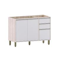 Balcão De Pia Sem Tampo Para Cozinha 120cm 2 Portas E 3 Gave Pátina-cinza Cristal - 1