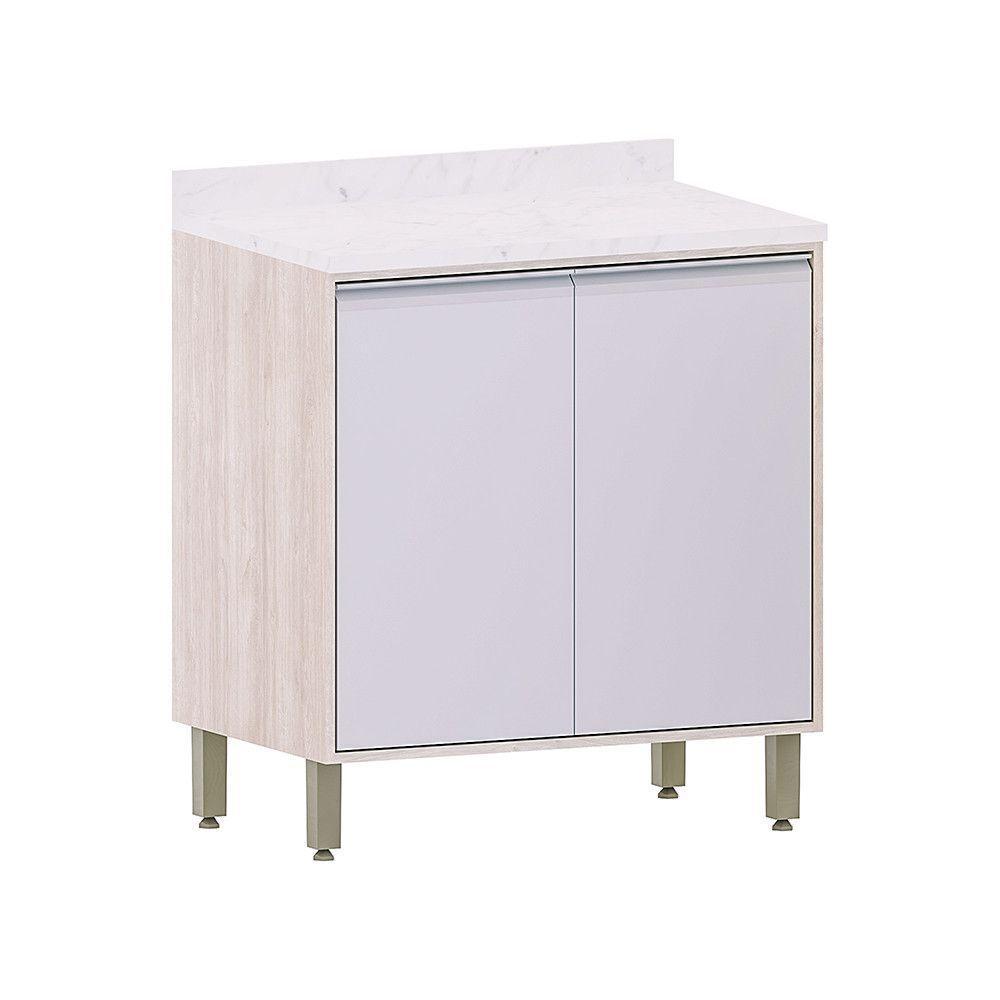 Balcão De Cozinha Com Tampo 80cm 2 Portas Art Luciane Móveis Pátina-cinza Cristal - 1